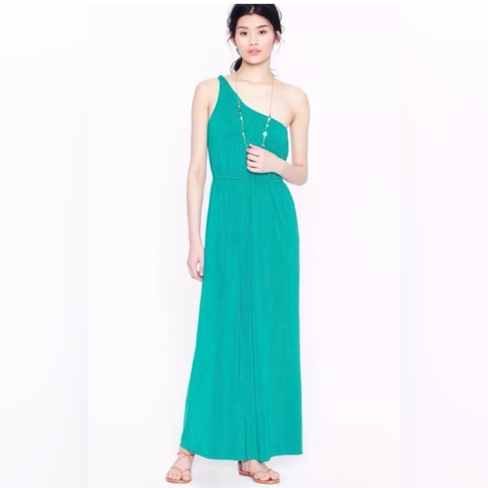 J CREW Vintage Thea One-Shoulder Grecian Dress in Emerald, Sz XXL - Picture 2 of 7